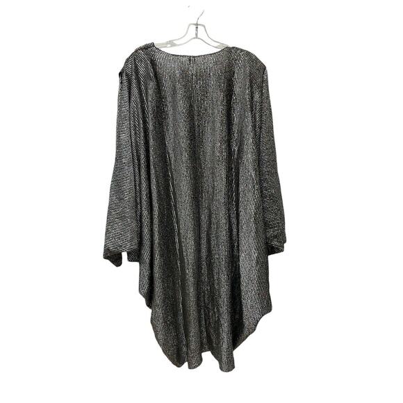 VINTAGE 70s Metallic Cocoon Cardigan Womens Size 26 Batwing Shimmer Gothic USA - Picture 3 of 8